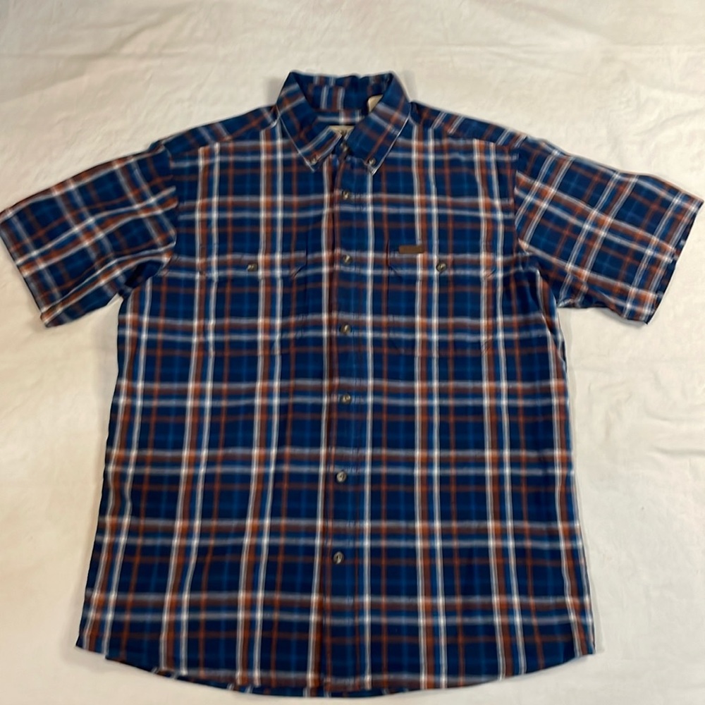 ♠️ 3/20 REDHEAD MENS Blue/Brown Plaid Short Sleeve Shirt Size Large